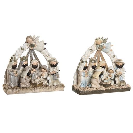 Christmas nativity set DKD Home Decor Blue White Brown Resin 23,5 x 8 x 20,5 cm (2 Units)
