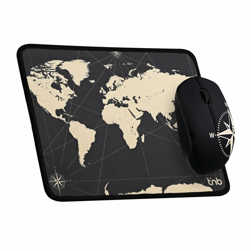 Gaming Mouse and Mat T'NB TNB TRAVEL Black World Map