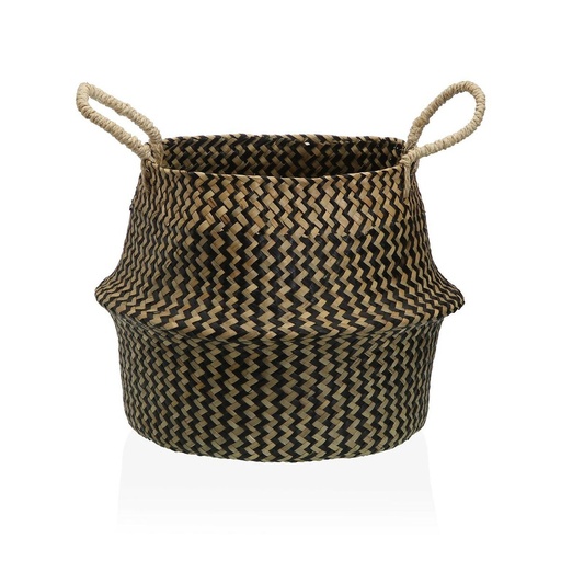 Cesta Decorativa Versa Negro Algas marinas Ø 28 cm