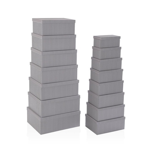 Set of decorative boxes Versa Grey Cardboard (15 Pieces)