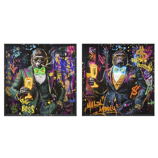 Cuadro con LED Home ESPRIT Poliestireno Lienzo 83 x 3,7 x 83 cm