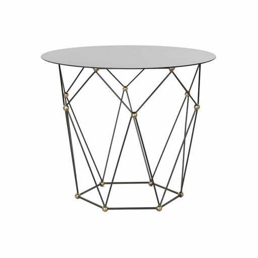 Mesa auxiliar DKD Home Decor Negro Metal Cristal Dorado (70 x 70 x 60 cm)
