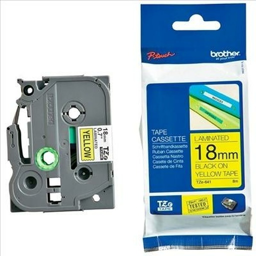 Cinta Laminada para Rotuladoras Brother TZeS641 Negro/Amarillo 18mm 18 mm x 8 m