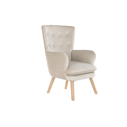 Armchair DKD Home Decor Beige Natural Polyester Wood 67 x 70 x 95 cm