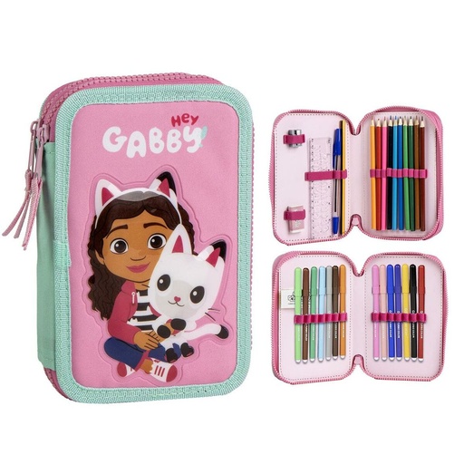 Estuche Escolar con Accesorios Gabby's Dollhouse Rosa 41 x 58 x 3 cm