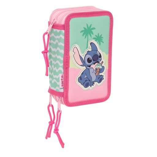 Triple Pencil Case Lilo & Stitch Ice cream Pink 12,5 x 19,5 x 5,5 cm 37 Pieces