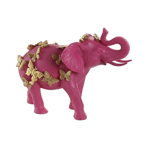 Figura Decorativa Home ESPRIT Dorado Fucsia Elefante 26 x 13,5 x 19 cm