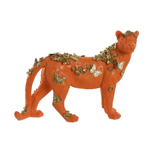 Decorative Figure Home ESPRIT Orange Golden Leopard 60 x 21,5 x 43 cm