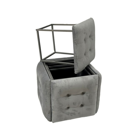 Set of stools GO GIFT Transformer Grey Velvet Steel 50 x 50 x 50 cm Pouffe 5-in-1 5 Units