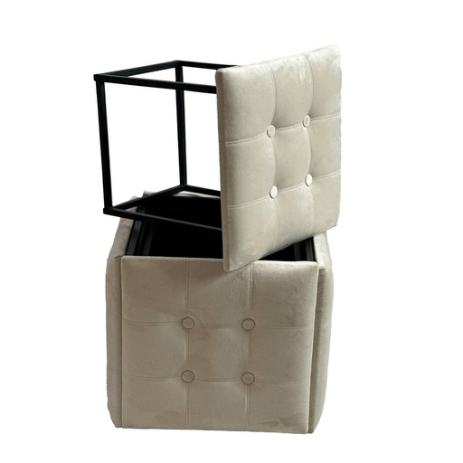 Set of stools GO GIFT Transformer Cream Velvet Steel 50 x 50 x 50 cm Pouffe 5-in-1 5 Units