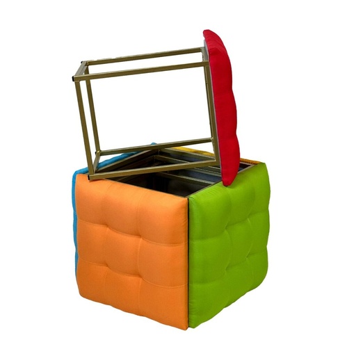 Juego de taburetes GO GIFT Transformer Multicolor Piel Acero 50 x 50 x 50 cm Puff 5 en 1 5 Unidades