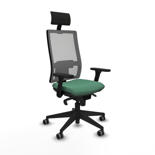 Silla de Oficina con Cabecero Piqueras y Crespo 3D066G1 Verde Esmeralda