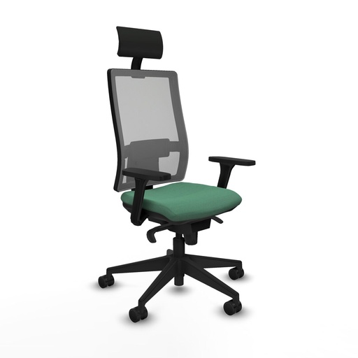 Silla de Oficina con Cabecero Piqueras y Crespo 3D066N1 Verde Esmeralda