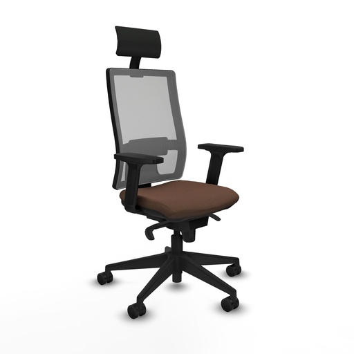 Silla de Oficina con Cabecero Piqueras y Crespo 2D066N1 Marrón oscuro