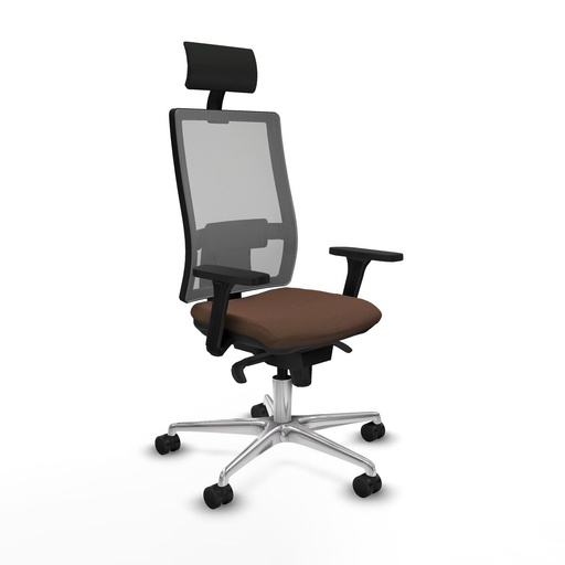 Silla de Oficina con Cabecero Piqueras y Crespo 3D086N1 Marrón oscuro