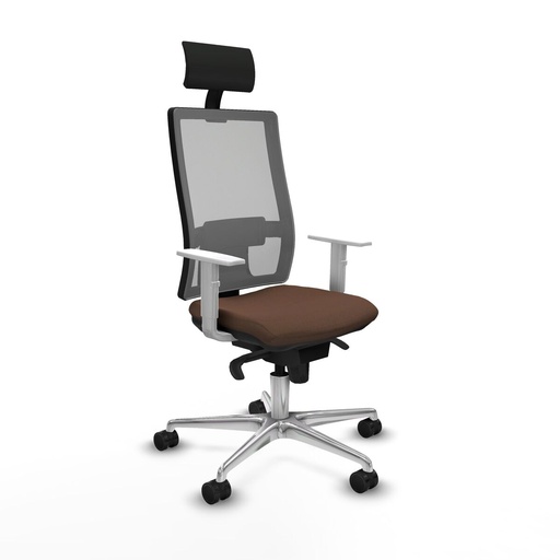 Silla de Oficina con Cabecero Piqueras y Crespo 4B086N1 Marrón oscuro