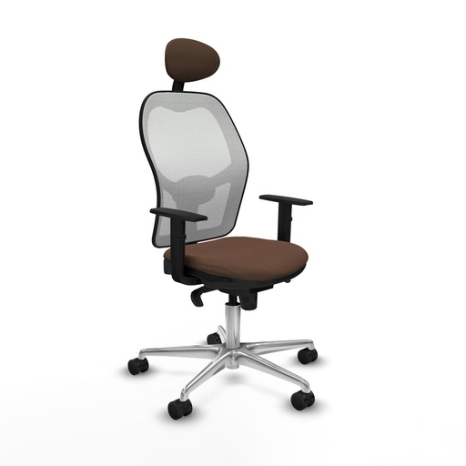 Silla de Oficina con Cabecero Jorquera Piqueras y Crespo 1D086N1 Blanco Marrón oscuro