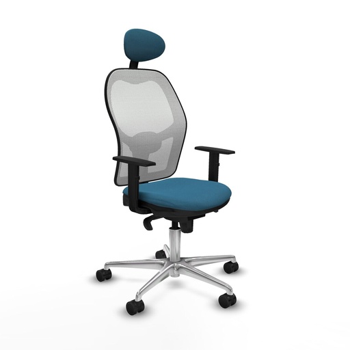 Silla de Oficina con Cabecero Jorquera Piqueras y Crespo 1D086N1 Blanco Verde petróleo