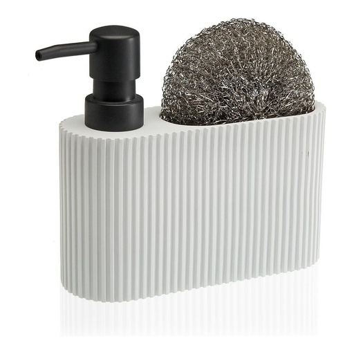 Dispensador de Jabón 2 en 1 para Fregadero Versa Resina Cerámica 5,5 x 15,5 x 16,5 cm Blanco