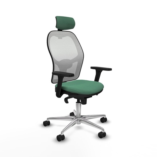Silla de Oficina con Cabecero Piqueras y Crespo 3D086N2 Verde Esmeralda