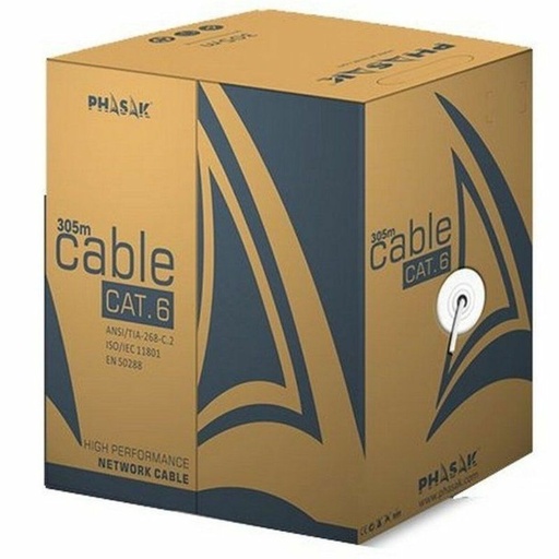 Cable de Red Rígido UTP Categoría 6 Phasak PHR 6301 Gris 305 m