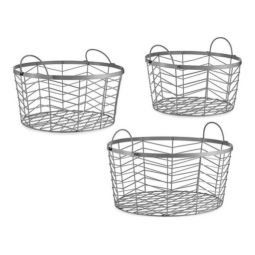 Set of Baskets Gift Decor Silver Metal 40 x 18 x 40 cm