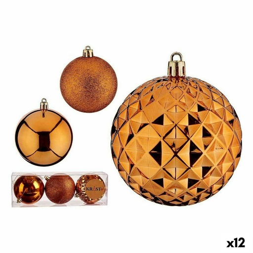 Set de Bolas de Navidad Naranja PVC Ø 8 cm (12 Unidades)