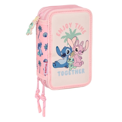 School Case with Accessories Lilo & Stitch Beach Pink 12,5 x 19,5 x 5,5 cm 37 Pieces