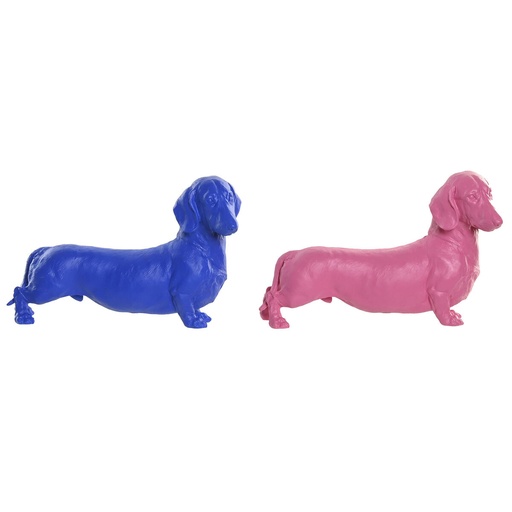 Decorative Figure Home ESPRIT Blue Pink Dog 37 X 16,5 X 25 CM (2 Units)