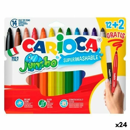 Set of Felt Tip Pens Carioca JUMBO Multicolour 12 Pieces (24 Units)