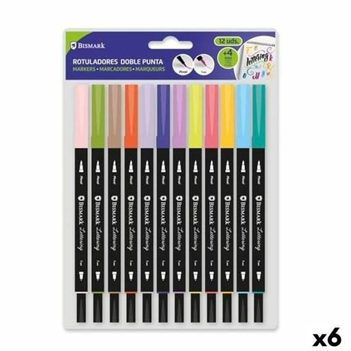 Set de Rotuladores Bismark LETTERING Multicolor 12 Piezas (6 Unidades)
