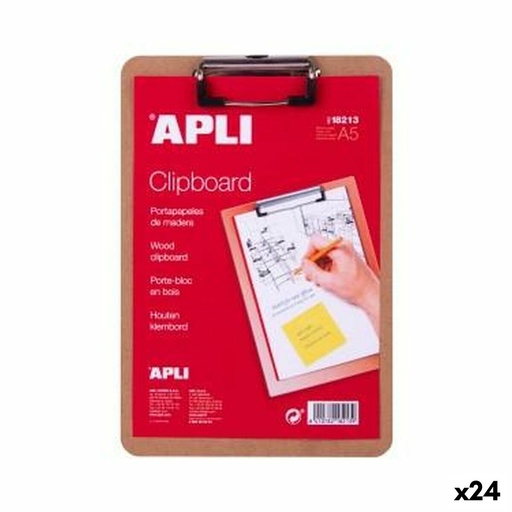 Carpeta con pinza Apli A5 Madera (24 Unidades)