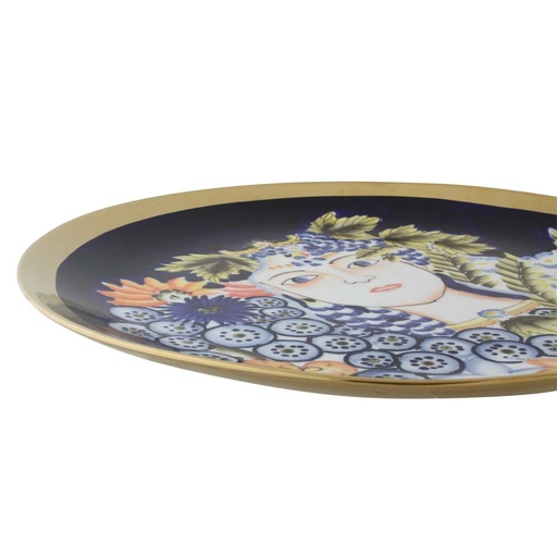 Centerpiece DKD Home Decor Blue Multicolour Porcelain 42 x 42 x 4 cm