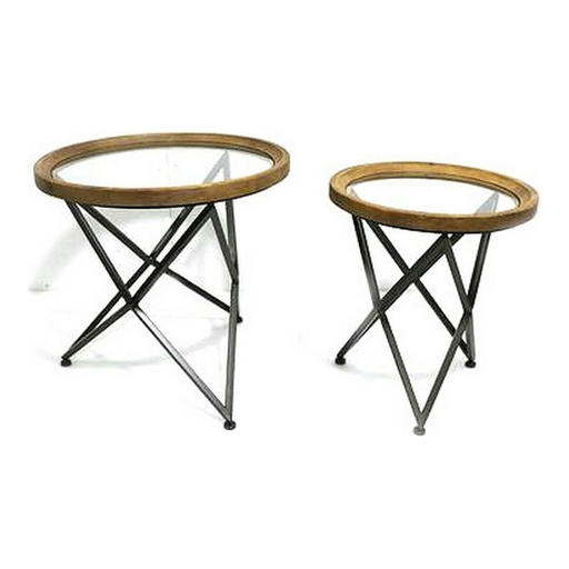 Set of 2 tables DKD Home Decor Black Natural 65 x 65 x 63 cm