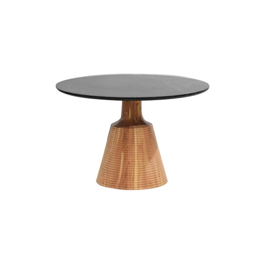 Mesa de Comedor Home ESPRIT Negro Natural Mármol Madera de acacia 115 x 115 x 76 cm