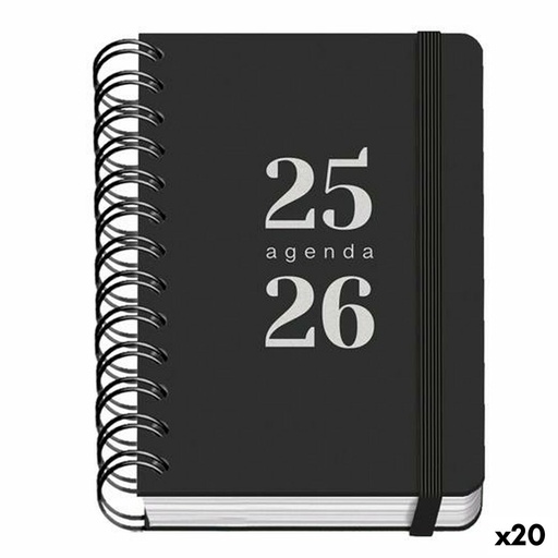 Diary DOHE GRAMMAR Black A6 120 x 170 mm 2025-2026 (20 Units)
