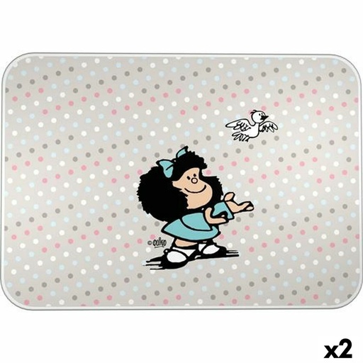Alfombrilla protectora Mafalda BIRD Multicolor PVC 47 x 33 cm Sobremesa (2 Unidades)