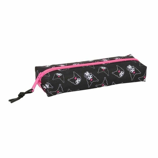 Estuche Escolar Kuromi Negro Fucsia 22 x 4 x 7 cm