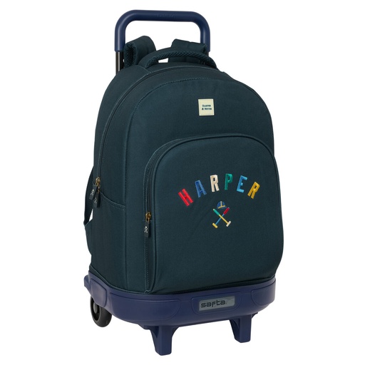 School Rucksack with Wheels Harper & Neyer Navy Blue 33 x 45 x 22 cm