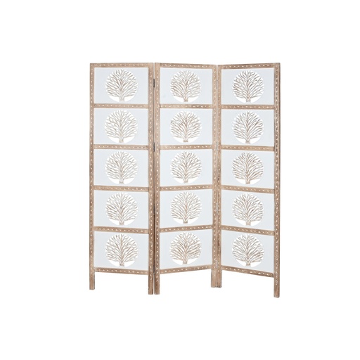 Folding screen Home ESPRIT White Natural Mango wood MDF Wood 153 X 2,3 X 182 CM
