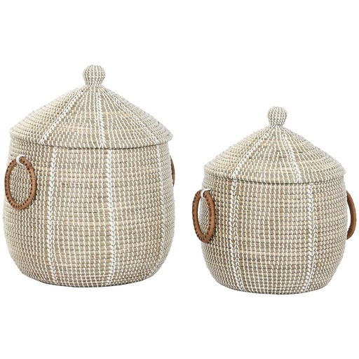 Juego de Cestas Home ESPRIT Blanco Natural Hierba marina (2 Piezas)