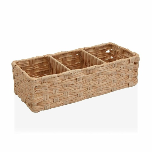 Multi-purpose basket Versa 15,2 x 10,2 x 35,6 cm 3 Compartments Light brown