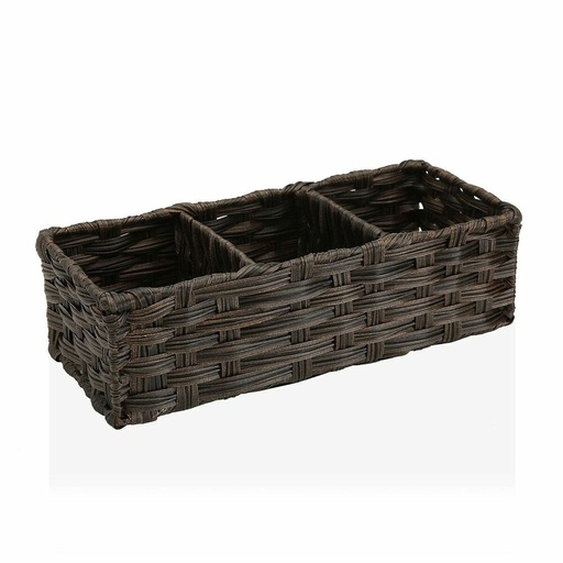 Multi-purpose basket Versa 15,2 x 10,2 x 35,6 cm 3 Compartments Brown