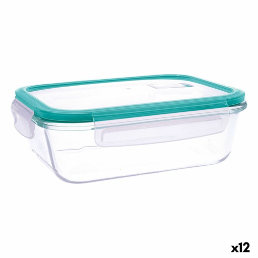 Hermetic Lunch Box Quid Ciclon Turquoise Glass 640 ml (12 Units)