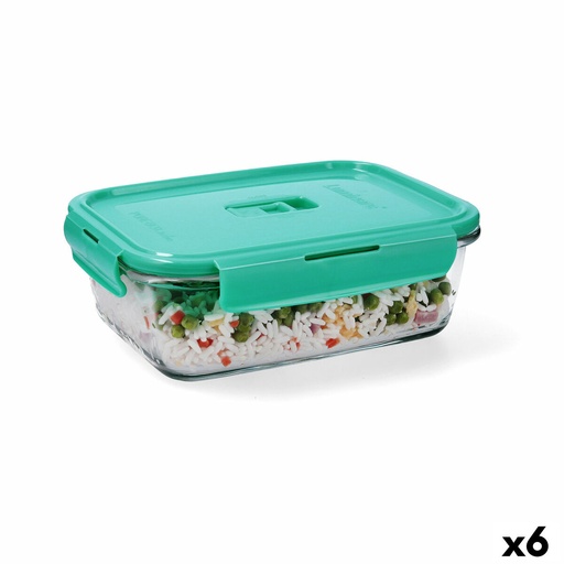 Hermetic Lunch Box Luminarc Turquesa Turquoise Glass 1,22 L (6 Units)