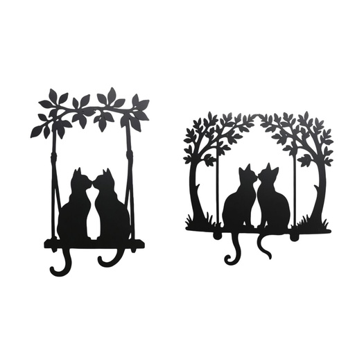 Figura Decorativa Home ESPRIT Negro Gatos Shabby Chic 43 X 1 X 70 CM (2 Unidades)
