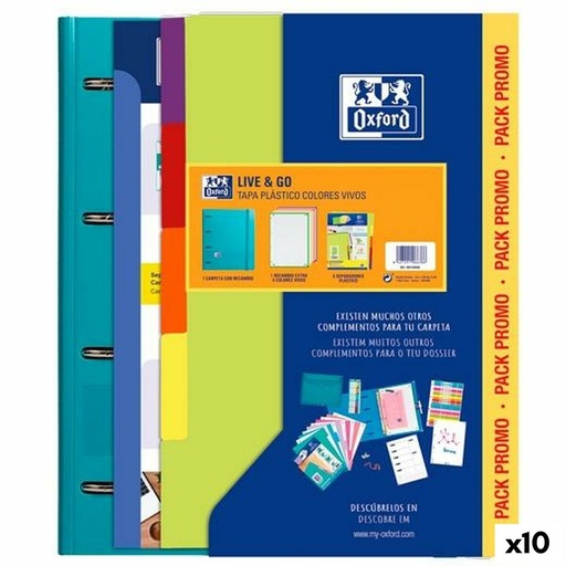 Ring binder Oxford EUROPEANBINDER LIVE & GO Multicolour A4 (10 Units)
