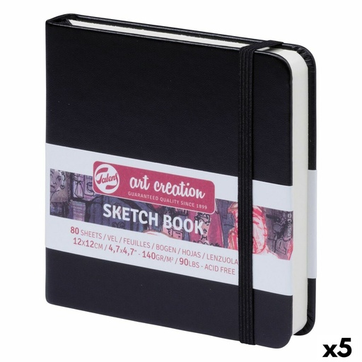 Cuaderno de Dibujo Talens Art Creation Sketch Book Negro 80 Hojas 12 x 12 cm (5 Unidades)