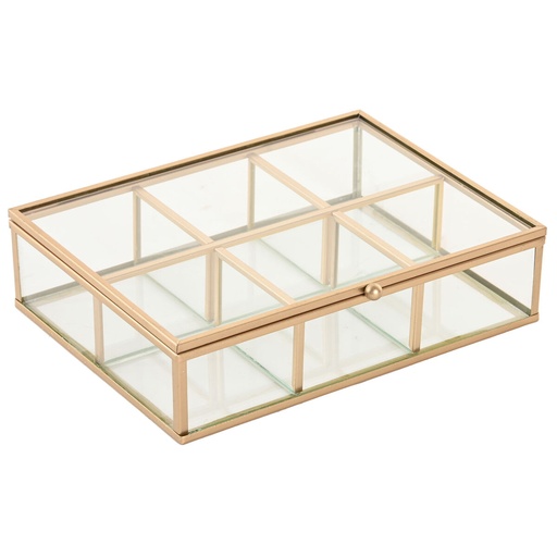 Jewelry box Home ESPRIT Golden Metal Crystal 20 x 16 x 5 cm