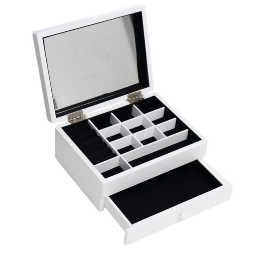 Jewelry box Home ESPRIT White MDF Wood 21 x 17 x 9 cm